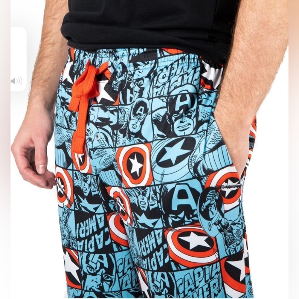 NWT- Marvel Captain America Four Color Squares Mens Sleep Pajama Pants - Picture 3 of 7